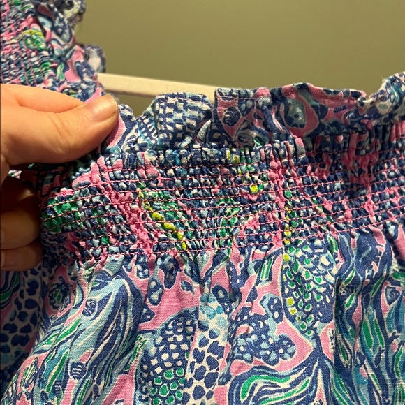 Lilly Pulitzer Pink and Blue Off-Shoulder Blouse - Picture 6 of 7